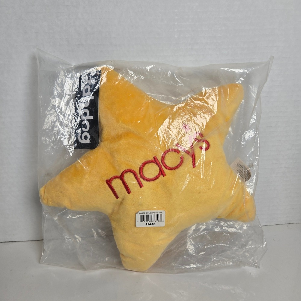 Vintage Fab Dog Macy's Yellow Star Dog Toy Plush Squeaky Toy New In Package